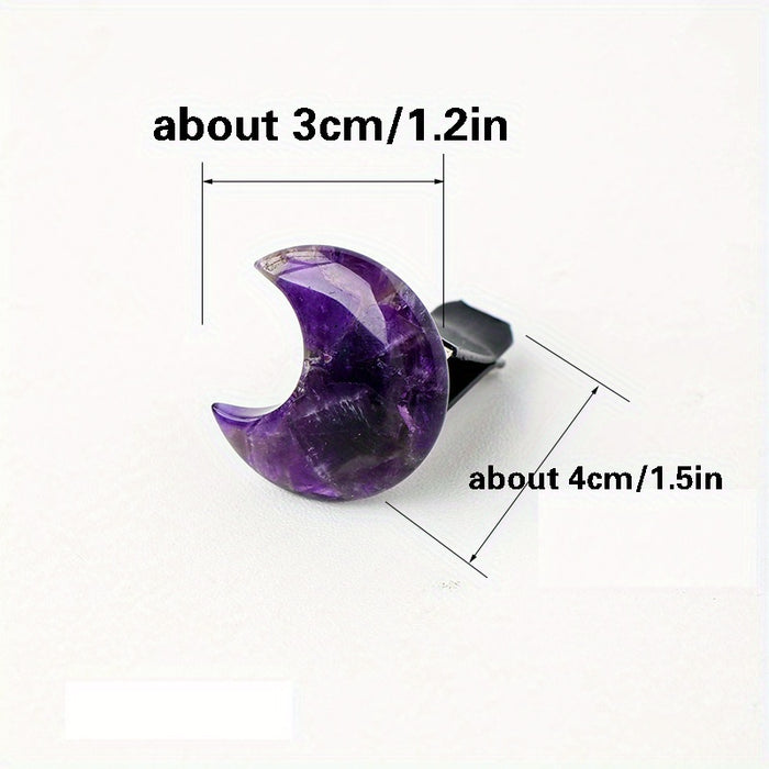 1pc Natural Quartz Crystal Car Vent Clip, Star Moon Heart Shape, Non-Electric Auto Air Vent Decoration, Ideal for Christmas Halloween Graduation Juneteenth Gifts