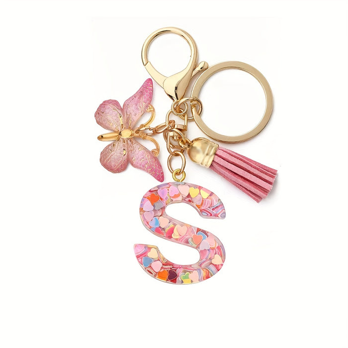 1pc Initial Letter Keychain Pendant Resin Letter Keychain Purse Backpack Accessories
