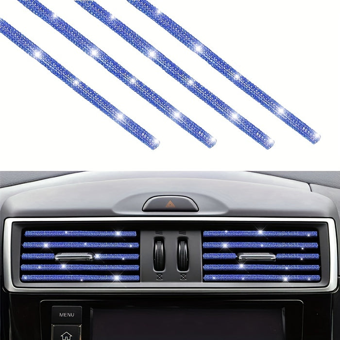 4pcs Rhinestone Car Air Vent Trim, 4 Pcs Bendable Air Conditioner Decoration for Women, Universal Interior Accessories