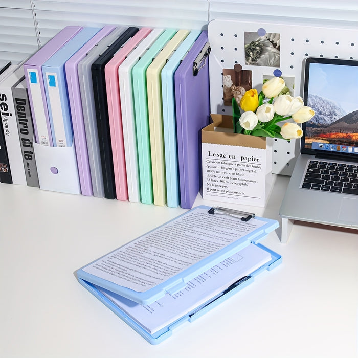A4 File Folder Storage Box with Clip, Large Capacity for Student Test Papers, Subject Classification, Multi-functional for Music and Information Books