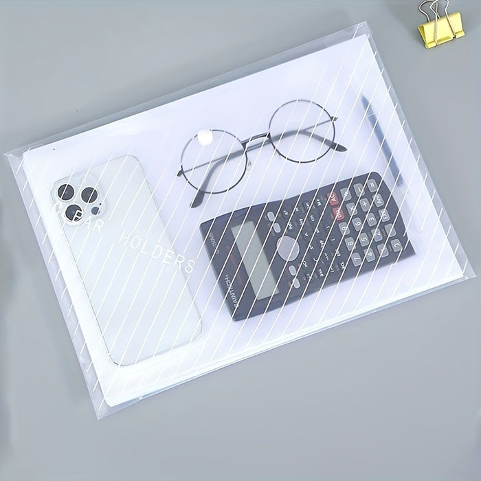 5/10pcs Transparent A4 File Bag - Diagonal Test Paper Buckle Storage Bag For Office Organizer And Document Pouch - Back To School Supplies