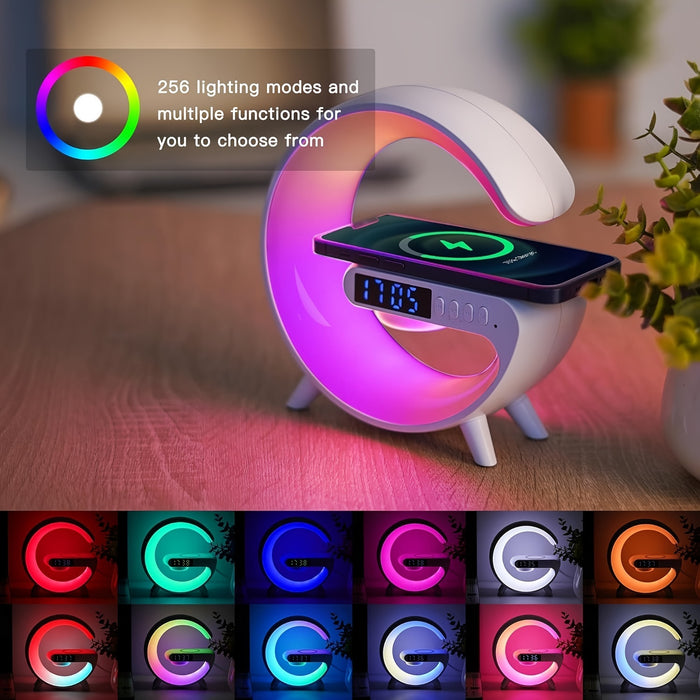 Smart Wireless Speaker with Phone Charger, Dimmable Alarm Clock, Sunrise Simulation, Sound Machine with Night Light