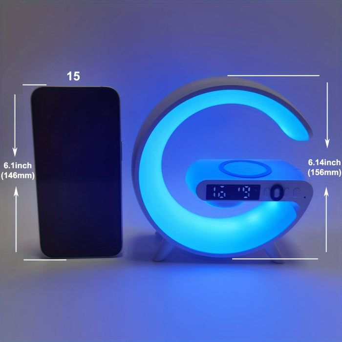 Smart Wireless Speaker with Phone Charger, Dimmable Alarm Clock, Sunrise Simulation, Sound Machine with Night Light