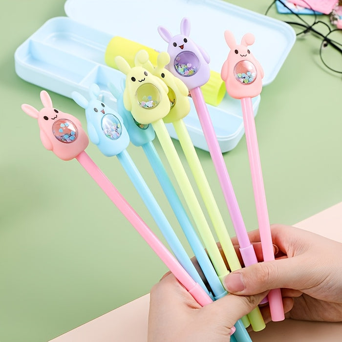 4pcs Sparkling Bunny Gel Pens - Perfect Easter Gift, Black Ink, Smooth Writing for School & Office Supplies, Gel Pens, Festival Supplies