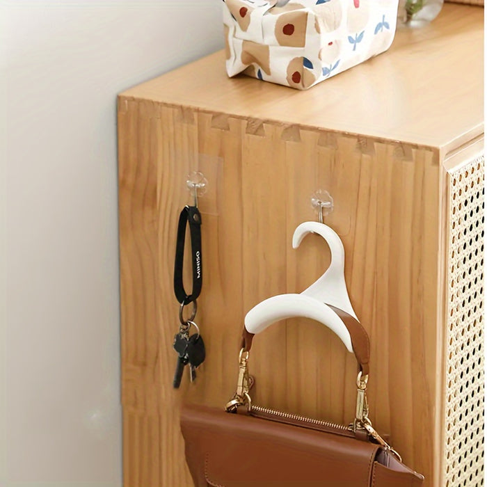 5pcs White Plastic Bag and Purse Hangers - Space-Saving Closet Organizer for Handbags, Backpacks, and Clothes with Smooth Curved Hooks