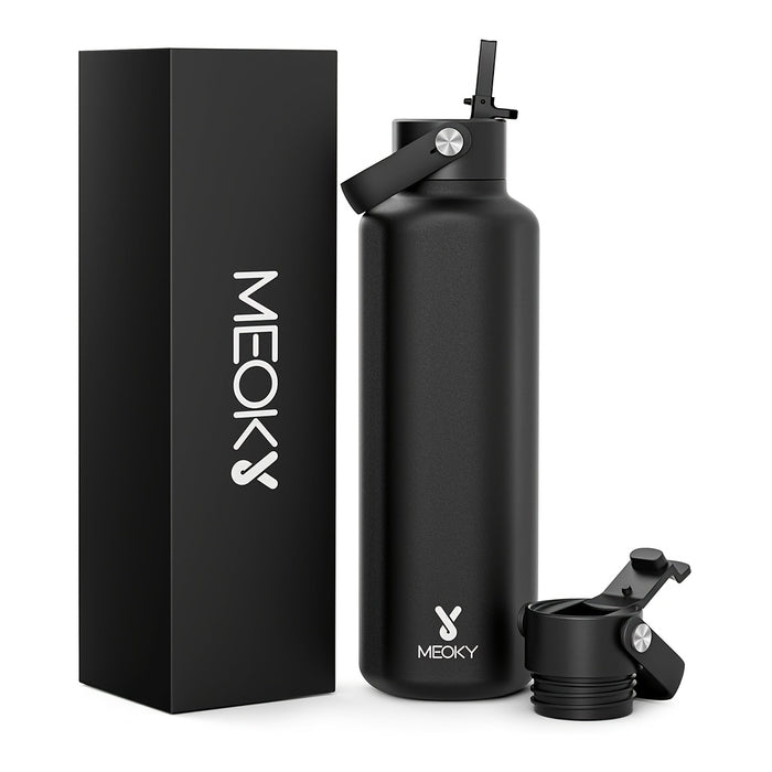 Meoky 24oz Hexagonal Insulated Stainless Steel Water Bottle - Leakproof, BPA-Free, Keeps Drinks Cold for 24 Hours, with Lid & Spout, Portable with Handle - Ideal for Sports, Fitness, Hiking, Driving - Great Thanksgiving & Chr