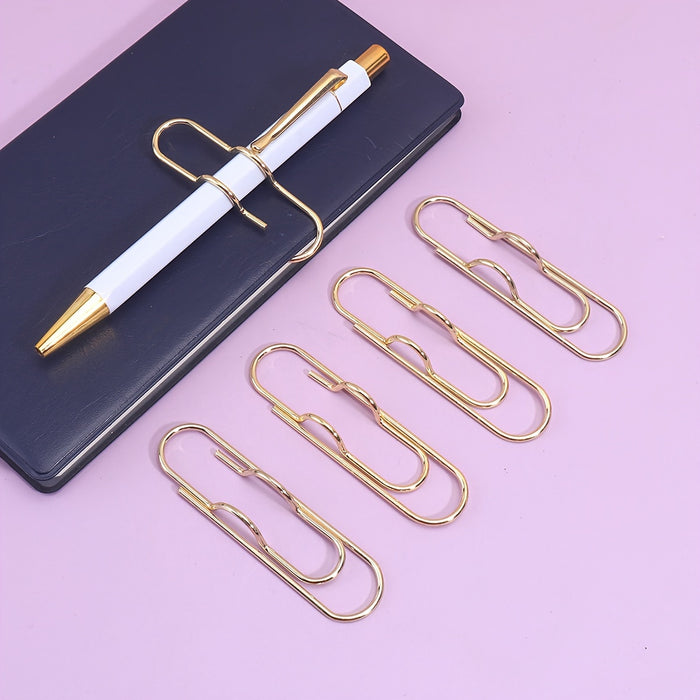 1pc/5pcs Metal Love Creative Paperclip Style Pen Holder, Simple Portable Student Notebook Holder Accessories Round Ballpoint Pen Clip