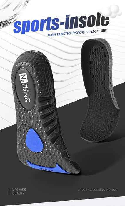 1 Pair COSYLEE High-Elasticity Arch Support Insoles for Running Shoes - Durable EVA Material, Black with Blue Accents, Textured Comfort Design, Ideal for Sports & Casual Footwear, Shoe Accessories