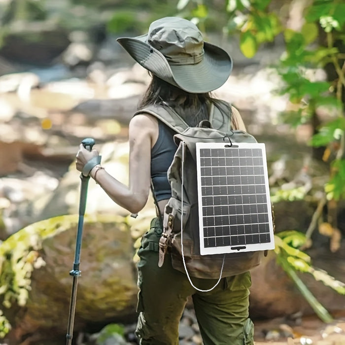 1pc Solar Portable Charging Panel Outdoor Solar USBCharger ls Suitable for Outdoor Travel And Camping, Mobile Power.Mobile Phone Charging Bank, Flashlight, Fan, Solar Panel Charger USB/DC, Charging a 5V battery