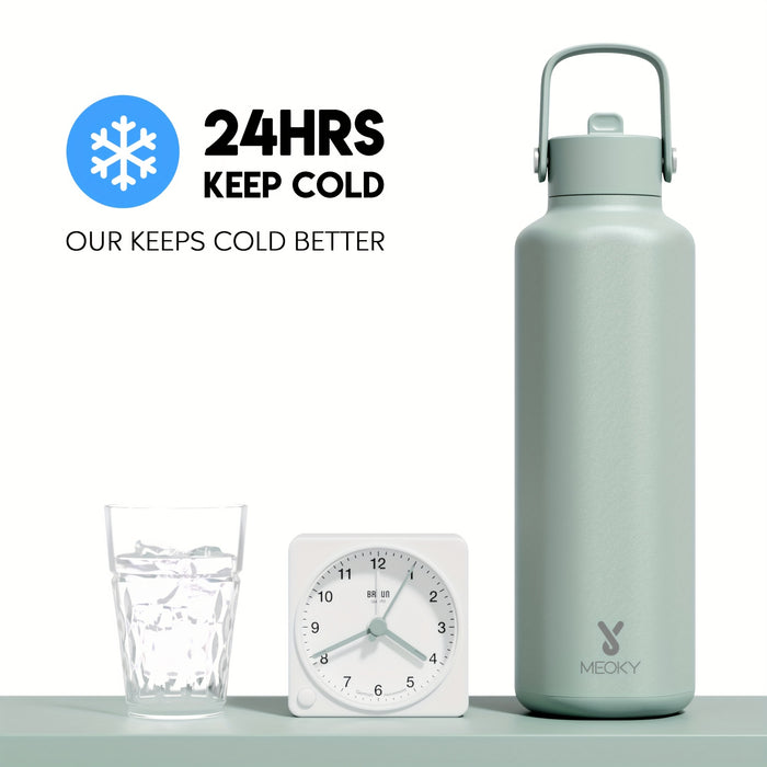 Meoky 24oz Hexagonal Insulated Stainless Steel Water Bottle - Leakproof, BPA-Free, Keeps Drinks Cold for 24 Hours, with Lid & Spout, Portable with Handle - Ideal for Sports, Fitness, Hiking, Driving - Great Thanksgiving & Chr