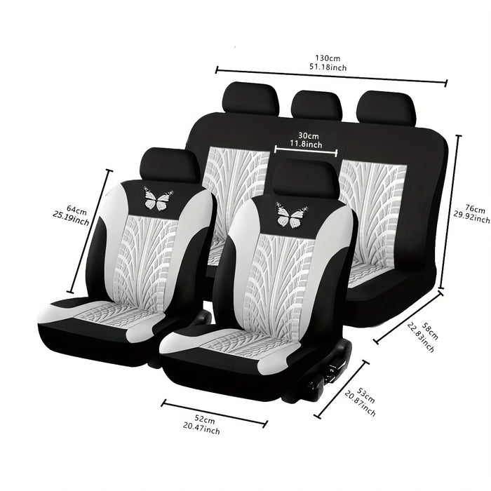 Car Seat Cover Full Set, Red Universal Butterfly Pattern Embroidery Auto Seat Cover Set Christmas Gift