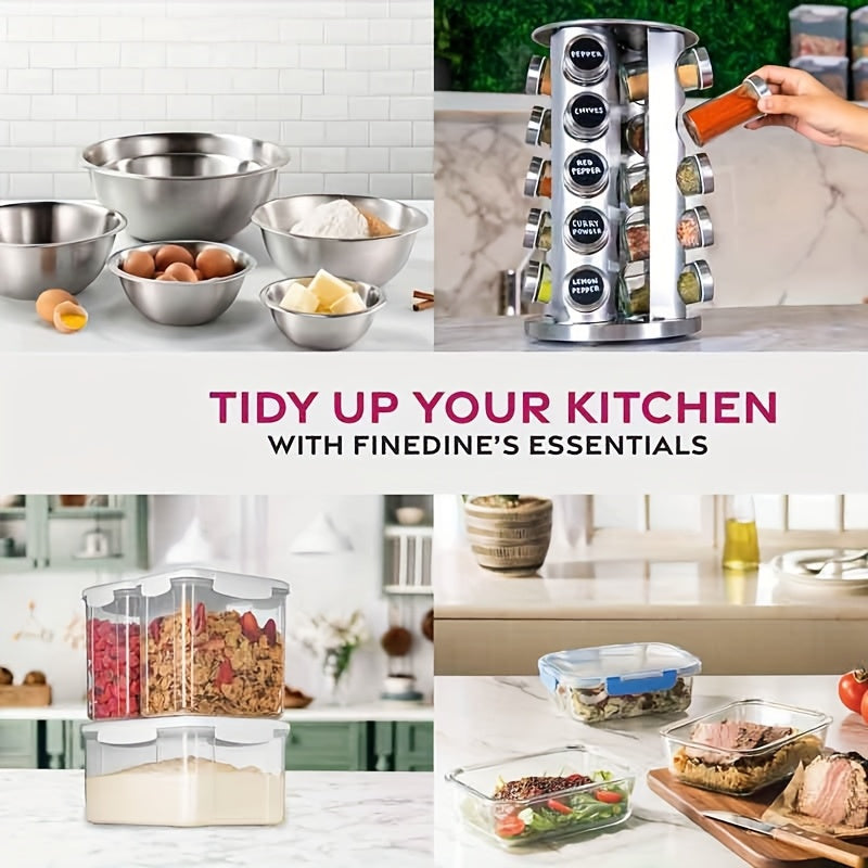 16pcs Stainless Steel Spice Rack Set with 360° Rotating Carousel - Durable, Rust-Proof & Moisture-Resistant Kitchen Organizer for Seasonings and Condiments