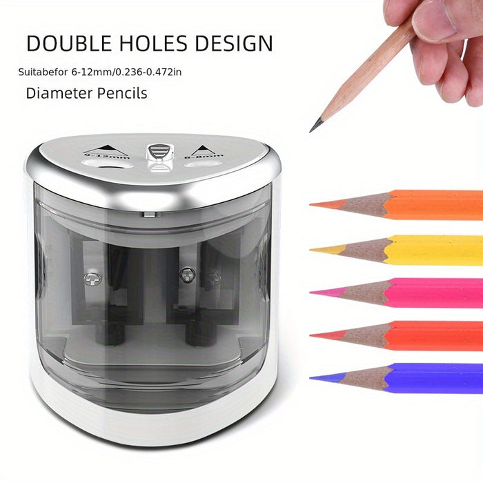 Electric Pencil Sharpener, Thick And Thin Dual-hole Semi-automatic Pencil Sharpener For Students, Powerful Two-hole Pen Turner