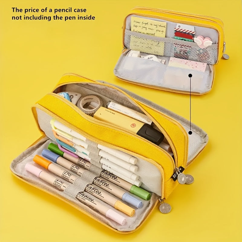 Large Capacity 3-Layer Pencil Case for Students: Japanese/Korean Style Multifunctional Pencil Bag