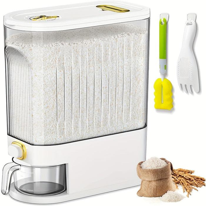 11.02LB/22.05LB Rice Dispenser, Large Dry Grain Storage Container with Measuring Cup And Time Scale, Food Dispenser for Kitchen Organization And Food Storage Room Used to Hold Grain Dry Grain