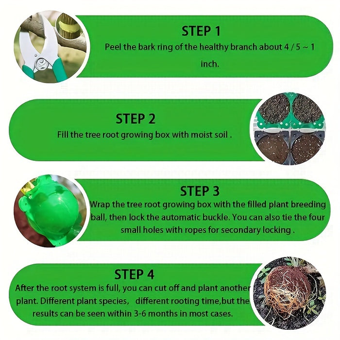 10pcs, 5cm/1.97in Diameter Plastic Plant Rooting Ball Grafting Tool, Green High Pressure Propagation Device For Air Layering And Seedling Cutting, Gardening Supplies