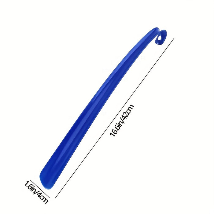 1pc Ergonomic Shoe Horn - 16.54inch Long, Thick Plastic, No-Bend Design for Easy Shoe Wear at Home or Hotel, Blue & Black Options