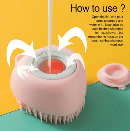 Silicone Pet Grooming Brush with Shower Gel Dispenser for Dogs and Cats