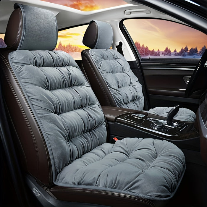 New Car Seat Cushion for Winter, Plush Front Single Seat, Thickened for Winter Use, Universal Car Mat with Backrest, Compatible Seat Cover.