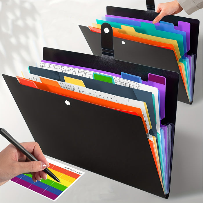 1pc 7-Pocket A4 Expanding File Folder with Labels, Multifunctional Storage Organizer for School, Office, Home