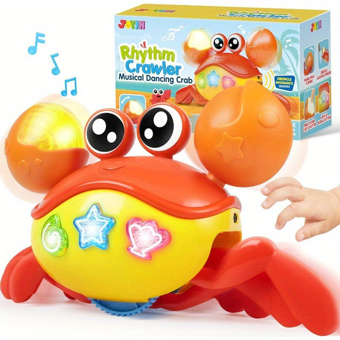 Crawling Crab Baby Toy - Tummy Time Toy, Interactive Big Crab Toy with Intelligent Sensor, Lights Buttons, Dancing Crab Auto-Avoiding Obstacles, Gift for Toddlers