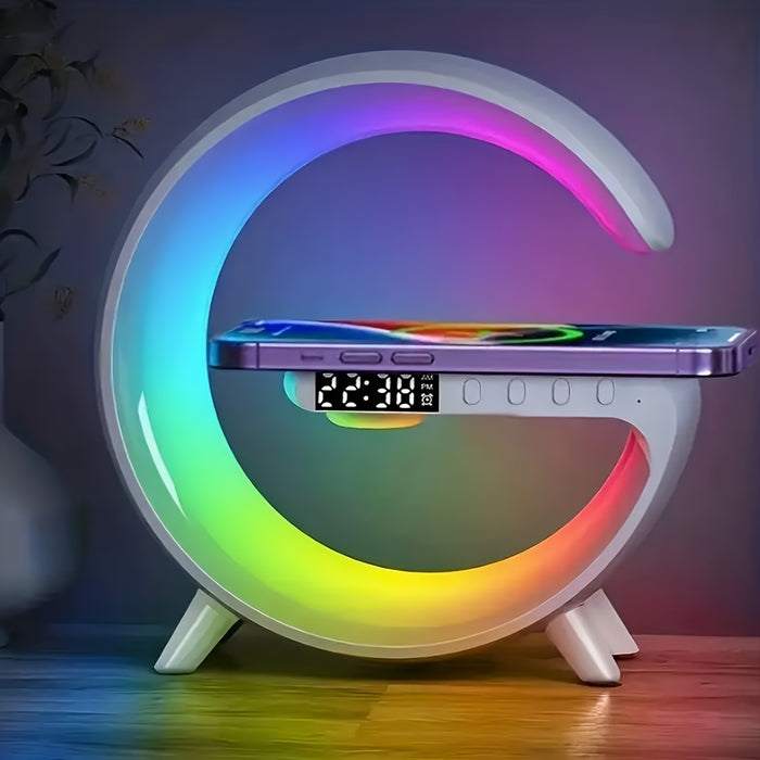Smart Wireless Speaker with Phone Charger, Dimmable Alarm Clock, Sunrise Simulation, Sound Machine with Night Light