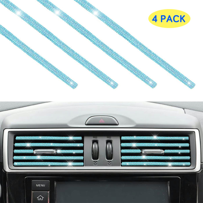 4pcs Rhinestone Car Air Vent Trim, 4 Pcs Bendable Air Conditioner Decoration for Women, Universal Interior Accessories