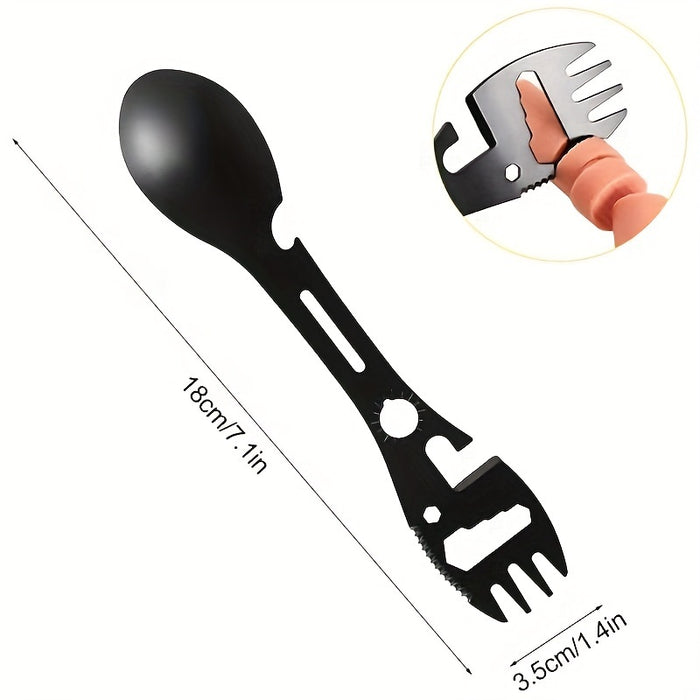 1/2pcs 10-in-1 Multi-Functional Tableware - Stainless Steel Portable Utensil, Can Opener, Serrated Knife, Wrench, Direction Indicator - Perfect for Outdoor Camping, Hiking, Picnic & Travel - For Adventurers & Outdoor Enthusia