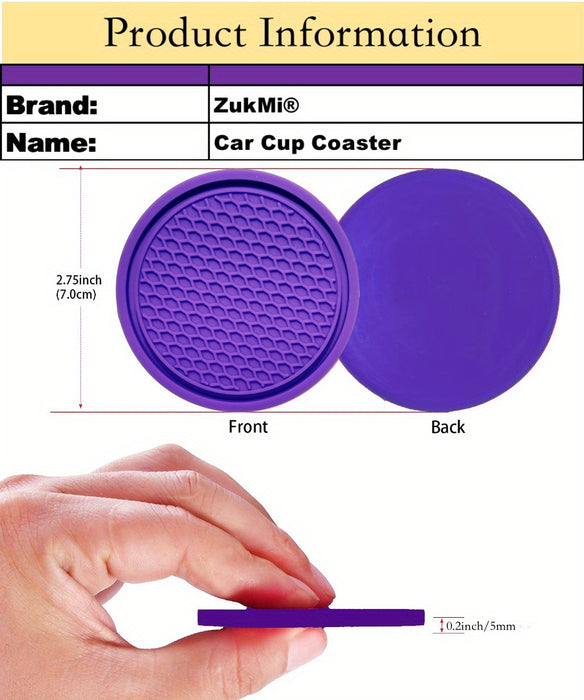 ZukMi Car Cup Coaster, Auto Car Cup Holder Insert Coasters Silicone Anti-Slip Drink Car Cup Mat, Universal Vehicle Interior Accessories 4pcs