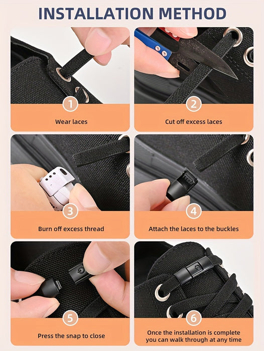 1 pair 2pcs 2pcs 2-Pack Free-Tie Shoelaces with Buckles for Sneakers and Canvas Shoes