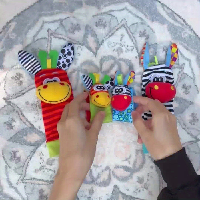 Newborn Baby Cartoon Animal Wrist Bell Rattle Socks, New Set Of And Plush Stuffed Toys, Cute And Comfortable Children'S Indoor Socks, Colourful And Diverse Styles, Gifts For Boys And Girls Doll Wrist Watch