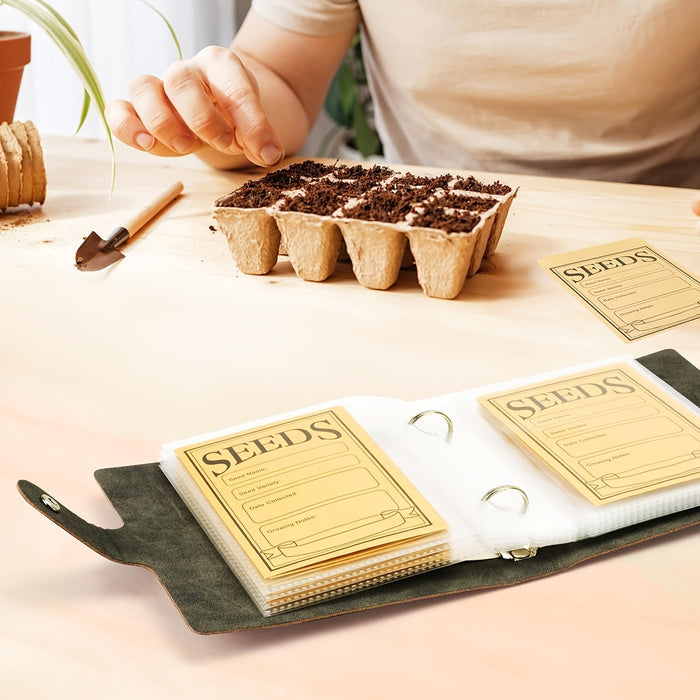 1 Set Garden Seeds Storage Organizers, Seed Organizer Binder with 50pcs Self-Sealing Seed Envelopes, Seed Packet Organizer, Seed Saver Binder