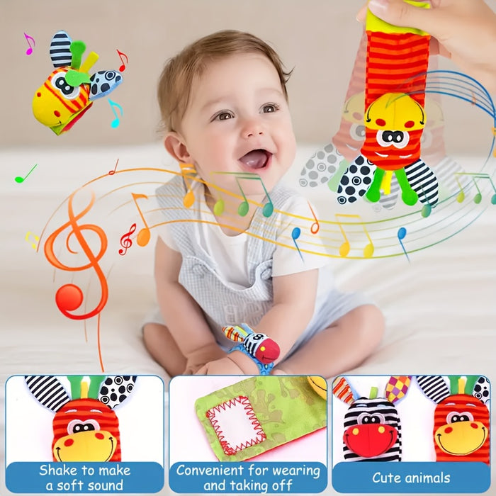 Newborn Baby Cartoon Animal Wrist Bell Rattle Socks, New Set Of And Plush Stuffed Toys, Cute And Comfortable Children'S Indoor Socks, Colourful And Diverse Styles, Gifts For Boys And Girls Doll Wrist Watch