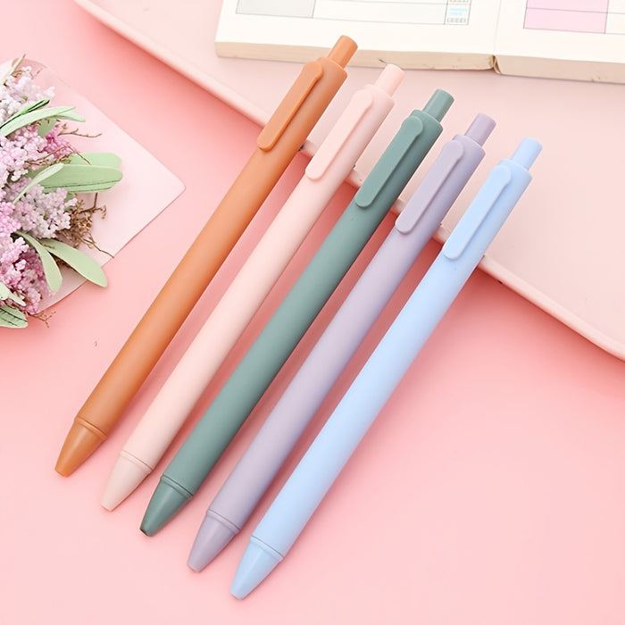 0.5mm Black Bullet Tip 5pcs Morandi Color Press Neutral Pen Macaron Student Press Water Pen Office Stationery Bouncy Signature Pen