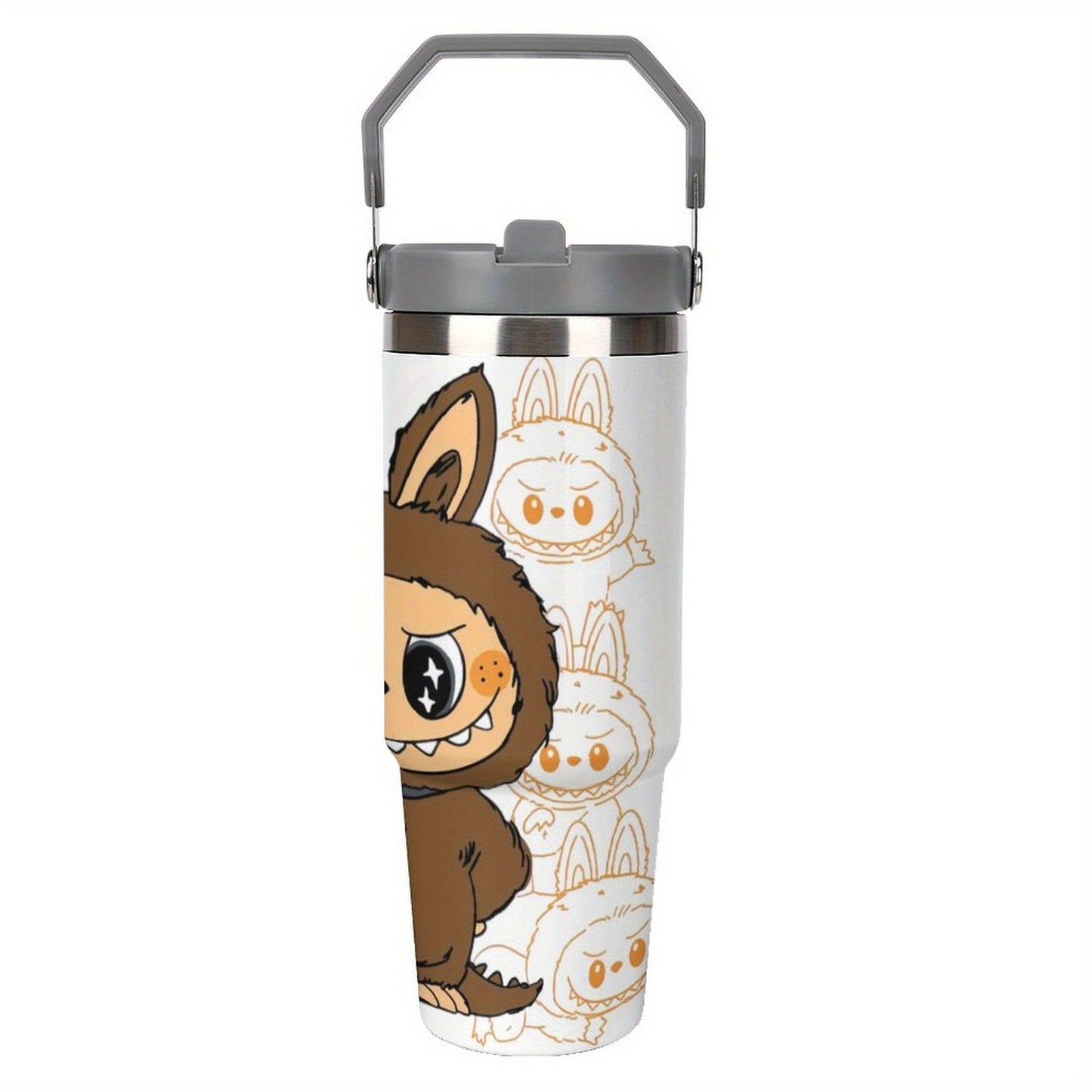 30oz Insulated Stainless Steel Tumbler with Leakproof Lid & Straw - Festive Horror Movie Design, Perfect Christmas Gift