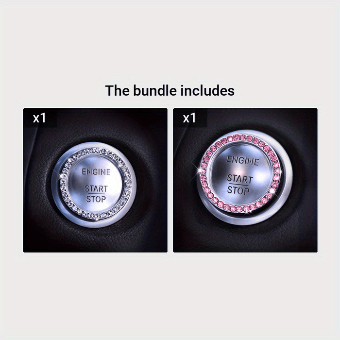 Car One-Button Start Rhinestone Ignition Ring Decoration, Thanksgiving Christmas New Year Gift