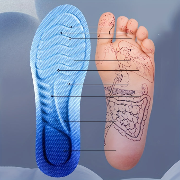 1pair 4D Sport Insoles: Breathable, High-Elasticity Cushions for Shock Absorption and Comfort