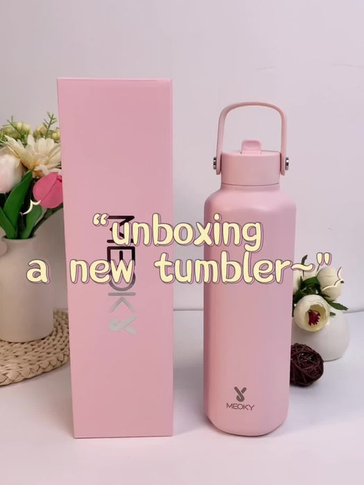 Meoky 24oz Hexagonal Insulated Stainless Steel Water Bottle - Leakproof, BPA-Free, Keeps Drinks Cold for 24 Hours, with Lid & Spout, Portable with Handle - Ideal for Sports, Fitness, Hiking, Driving - Great Thanksgiving & Chr