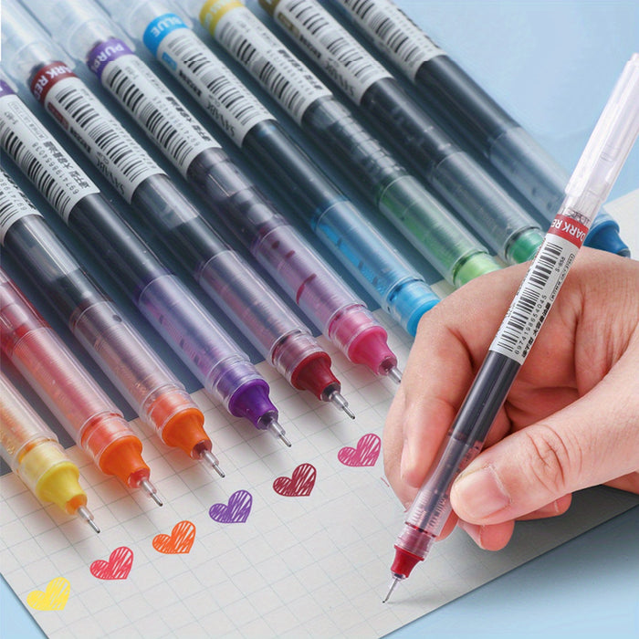 10-pack 10-Pack Quick-Drying Color Neutral Ballpoint Pens - 0.5mm Needle Carbon Pens for Students
