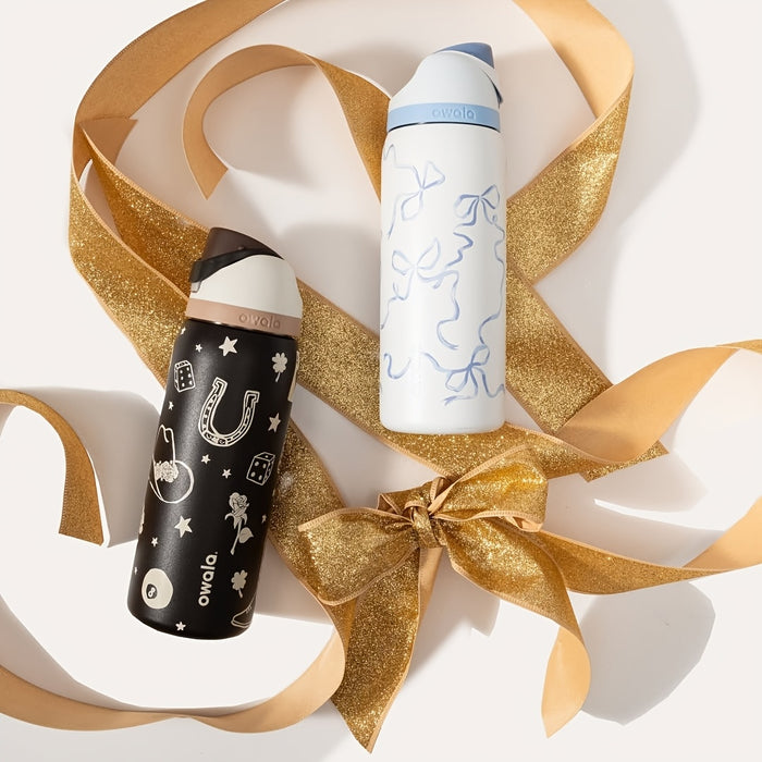 OWALA 304 Stainless Steel Vacuum Water Bottle with Straw - BPA-Free Leakproof Bottle Cup, 24hr Hot/Cold Retention, Carry Loop & One-Touch Lid, Portable Bottle for Men & Women, Gym, Cycling, Camping, Hiking (Teal Green/Coral P