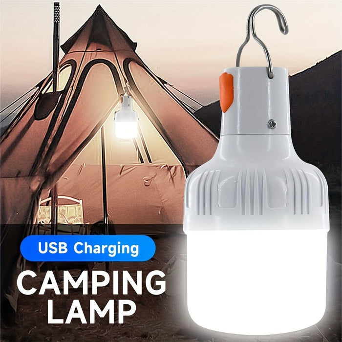 Outdoor USB Rechargeable Flashlight, LED Bulb, Portable Lantern Night Light, High Brightness Lamp, Camping Handheld Light with Hook, Suitable for Emergencies, Exploration, Camping, And Fishing.