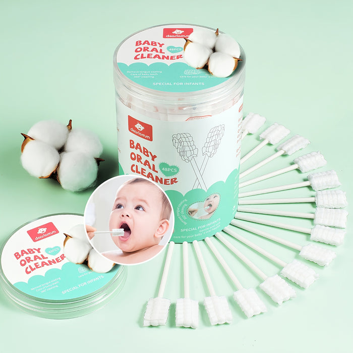 Dearlomum Baby Tongue Cleaner, Newborn Baby Toothbrush, 48pcs/96pcs Disposable Infant Toothbrush Clean Baby Mouth, Halloween Christmas Gifts Gauze Gum Cleaner Toothbrush Baby Oral Cleaning Stick Dental Care For 0-36 Month Bab