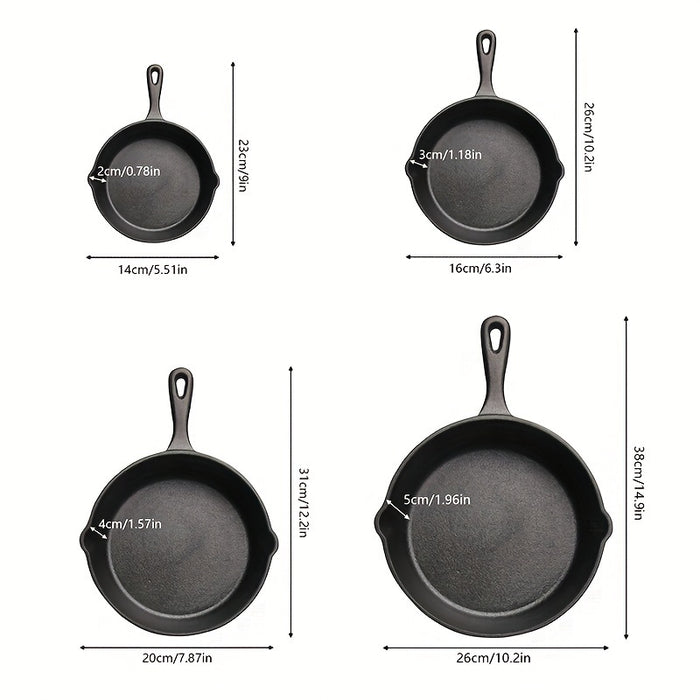 3PCS\4PCS\5pcs Cast Iron Skillet Set, Cast Iron Pan Without Coating Set, 6 Inch/8 Inch/10 Inch Cast Iron Frying Pan, Household Pan, Kitchen Accessories, Home Cook