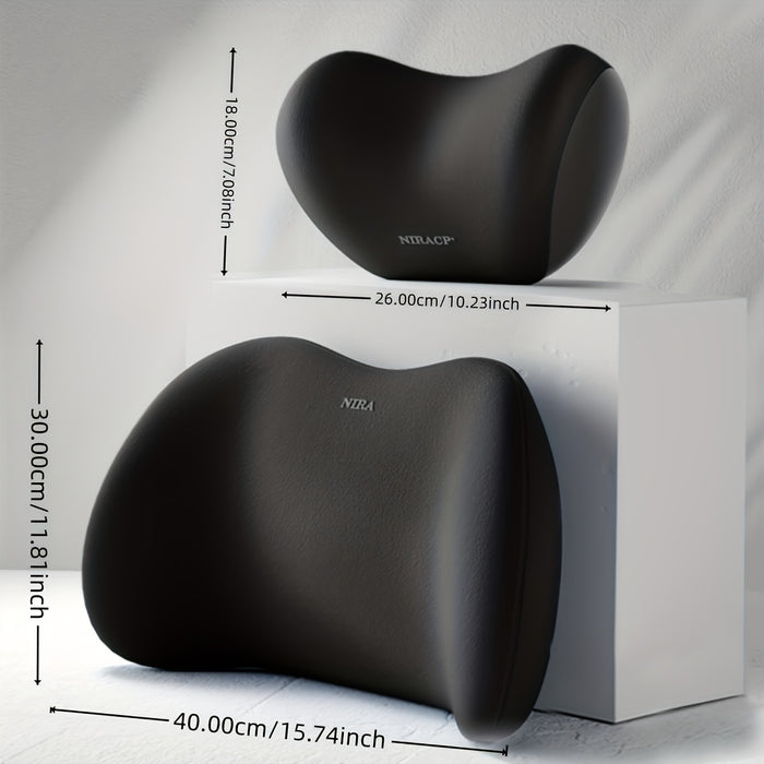 1pc Memory Foam Car Neck and Lumbar Pillow - Comfortable Support for Headrest and Back Cushion - Ideal for Drivers and Passengers