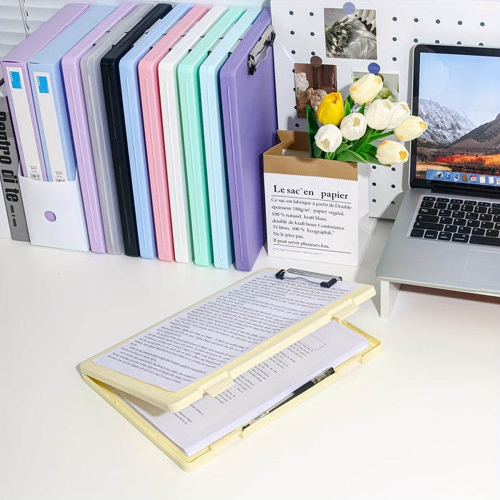 A4 File Folder Storage Box with Clip, Large Capacity for Student Test Papers, Subject Classification, Multi-functional for Music and Information Books