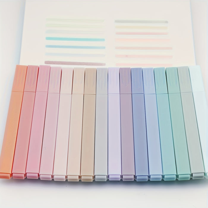 FUNFULL 16pcs Pastel Highlighter Markers - Chisel Tip, No Bleed & Smear, Ideal for Journaling, School & Office Supplies, FUNFULL