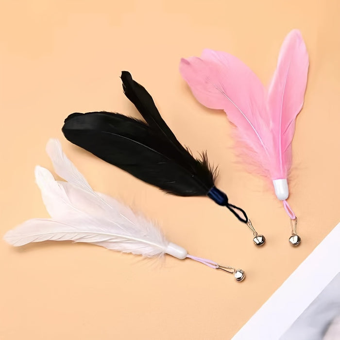 1pc Interactive Feather Cat Teaser Stick Toy with Bell and Suction Cup for Cat Play and Exercise