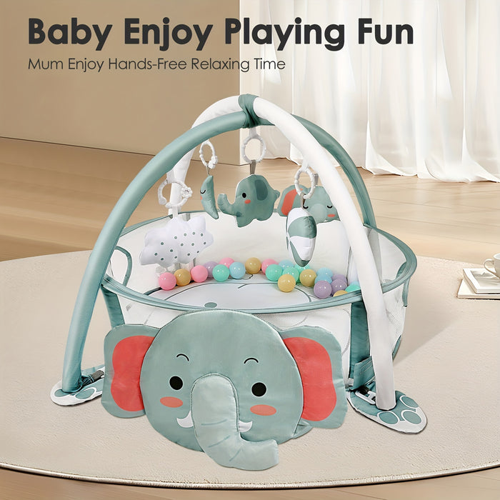 Dearlomum 4 In 1 Baby Play Mat Baby Gym, Tummy Time Mat For Floor Activity Fitness Ball Pit, Includes 30 Balls With 5 Baby Learning Sensory Baby Toys For Newborn Boys And Girls Gift