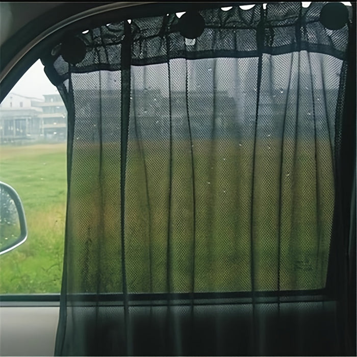 Summer Car Sunshade Curtain Car Side Barrier Suction Cup Curtain Sedan Truck Van Black Gauze Mesh Sunshade