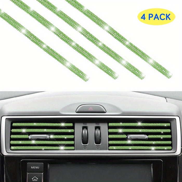 4pcs Rhinestone Car Air Vent Trim, 4 Pcs Bendable Air Conditioner Decoration for Women, Universal Interior Accessories